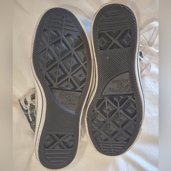 Converse High Top Sneakers - Ivory & Teal/Green Stripes - Women's 7 & 9 - Picture 10 of 15